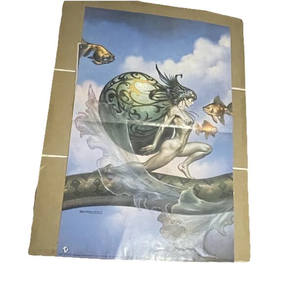 Vintage Boris Vallejo Sky Fantasy Poster 1995 Day Dream 34x22 Rare Collectible - Picture 3 of 9